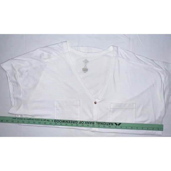St. John's Bay Women's 3X White Button-Down Cotton Blouse With Front Pockets - Picture 4 of 4